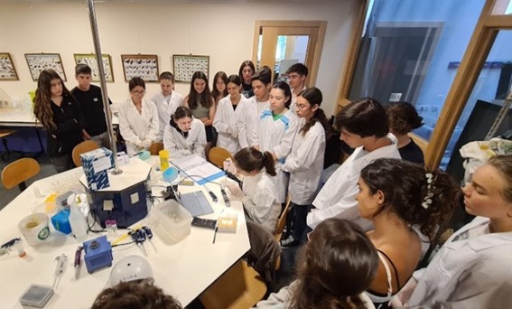 Participant del grup de bioevo i biomol junts al laboratori 